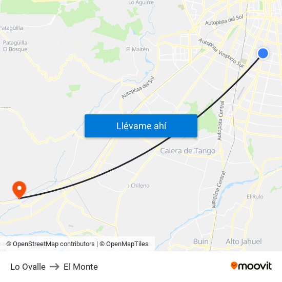Lo Ovalle to El Monte map