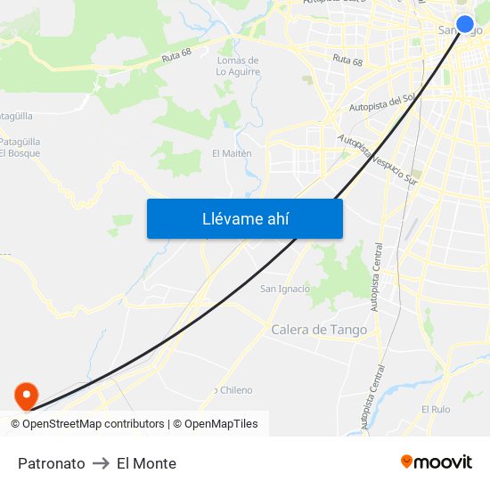 Patronato to El Monte map