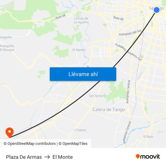 Plaza De Armas to El Monte map