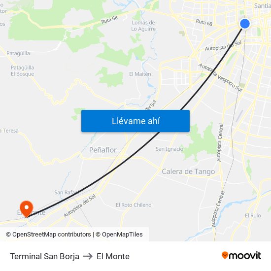 Terminal San Borja to El Monte map