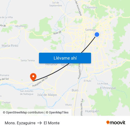 Mons. Eyzaguirre to El Monte map