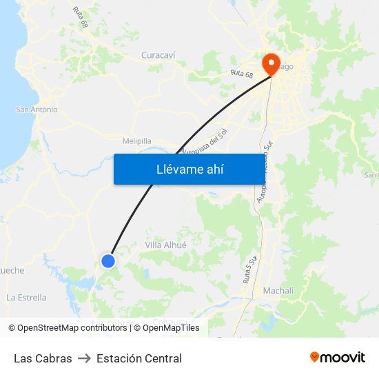 Las Cabras to Estación Central map