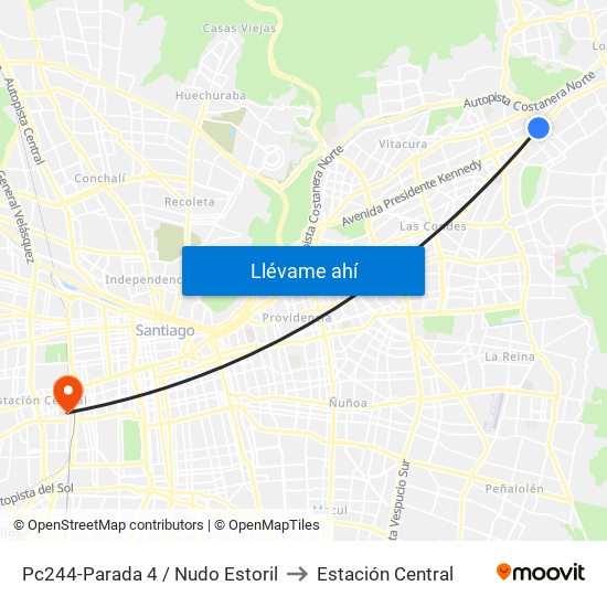 Pc244-Parada 4 / Nudo Estoril to Estación Central map