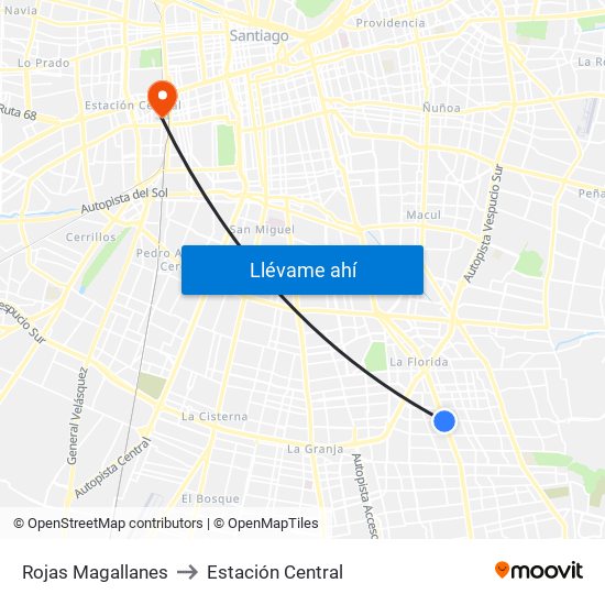 Rojas Magallanes to Estación Central map