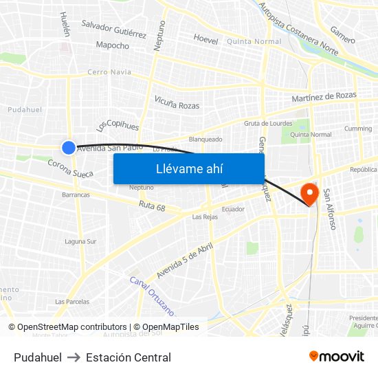 Pudahuel to Estación Central map