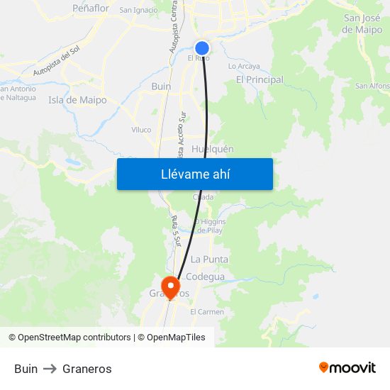Buin to Graneros map