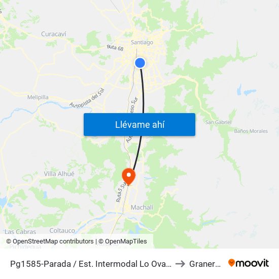 Pg1585-Parada / Est. Intermodal Lo Ovalle to Graneros map