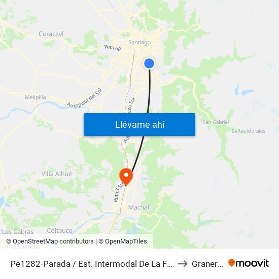 Pe1282-Parada / Est. Intermodal De La Florida to Graneros map