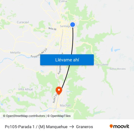 Pc105-Parada 1 / (M) Manquehue to Graneros map