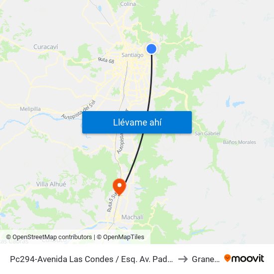 Pc294-Avenida Las Condes / Esq. Av. Padre H. Central to Graneros map