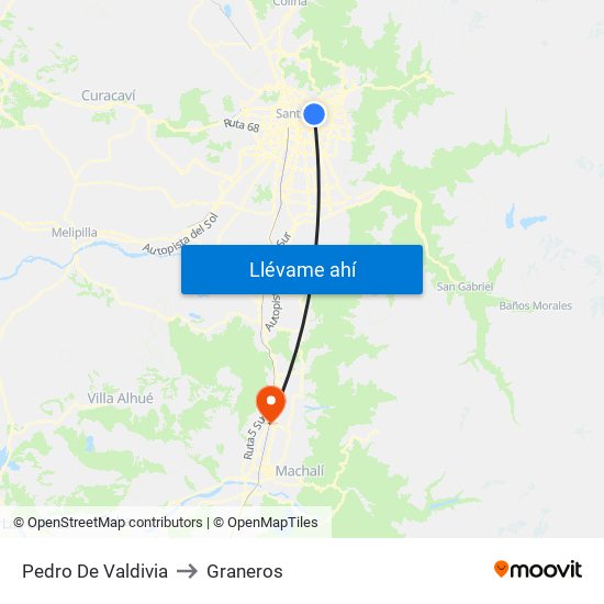 Pedro De Valdivia to Graneros map