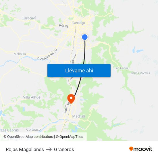 Rojas Magallanes to Graneros map