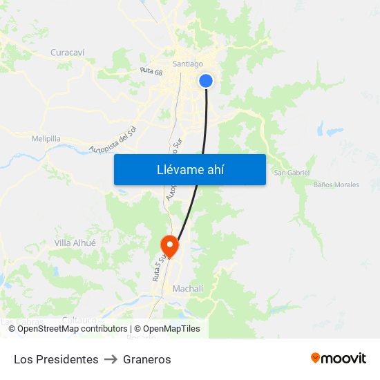 Los Presidentes to Graneros map