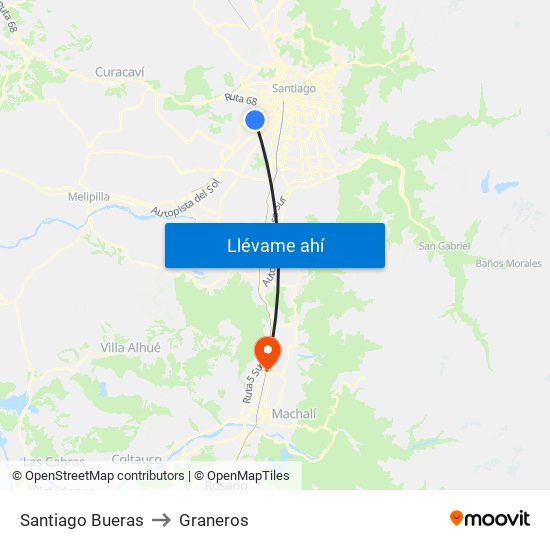 Santiago Bueras to Graneros map