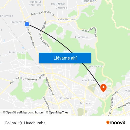 Colina to Huechuraba map