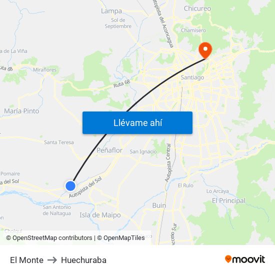 El Monte to Huechuraba map