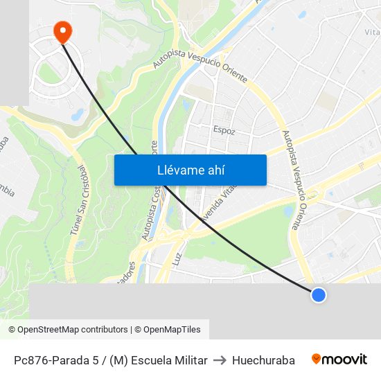 Pc876-Parada 5 / (M) Escuela Militar to Huechuraba map