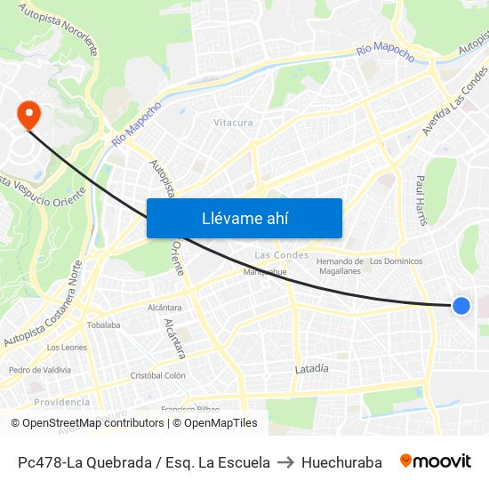 Pc478-La Quebrada / Esq. La Escuela to Huechuraba map