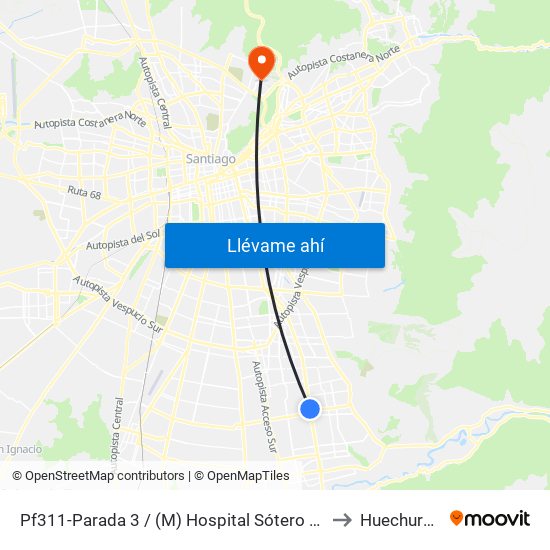 Pf311-Parada 3 / (M) Hospital Sótero Del Río to Huechuraba map