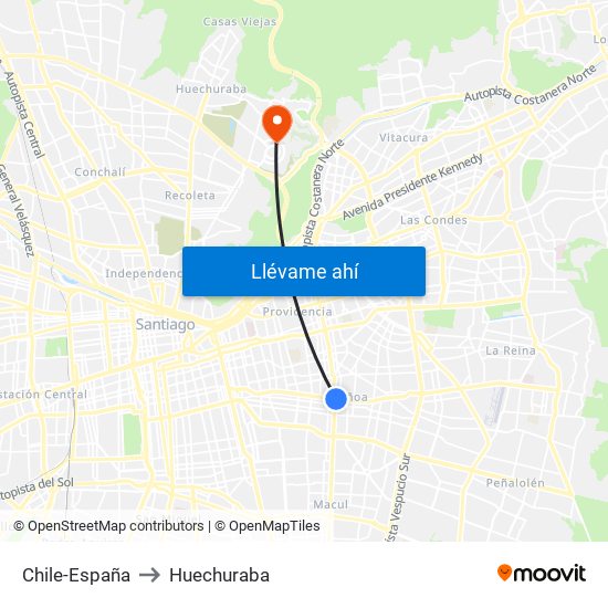 Chile-España to Huechuraba map