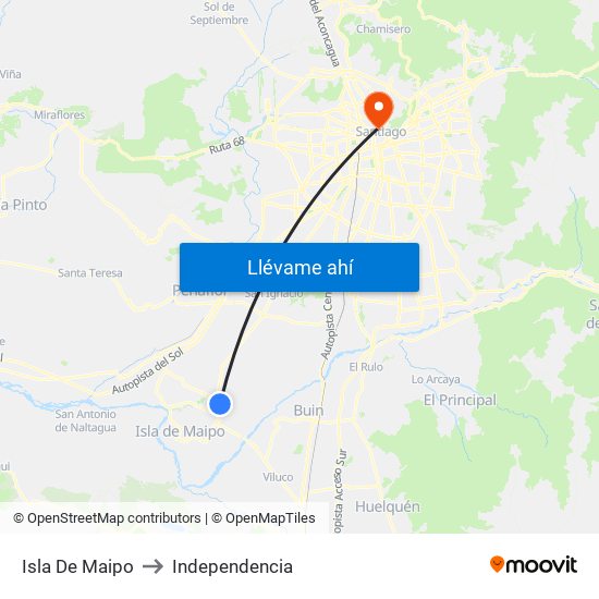 Isla De Maipo to Independencia map