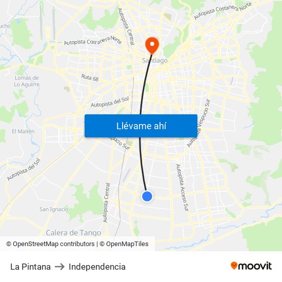 La Pintana to Independencia map