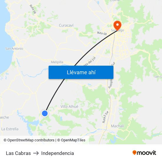 Las Cabras to Independencia map