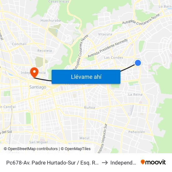 Pc678-Av. Padre Hurtado-Sur / Esq. Río Guadiana to Independencia map