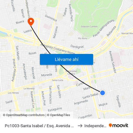 Pc1003-Santa Isabel / Esq. Avenida Seminario to Independencia map