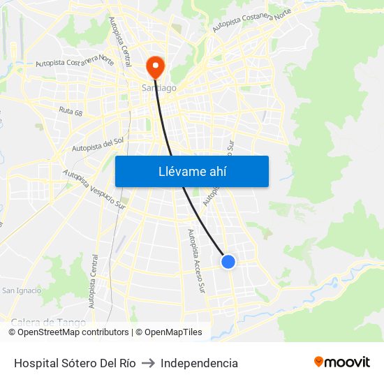 Hospital Sótero Del Río to Independencia map