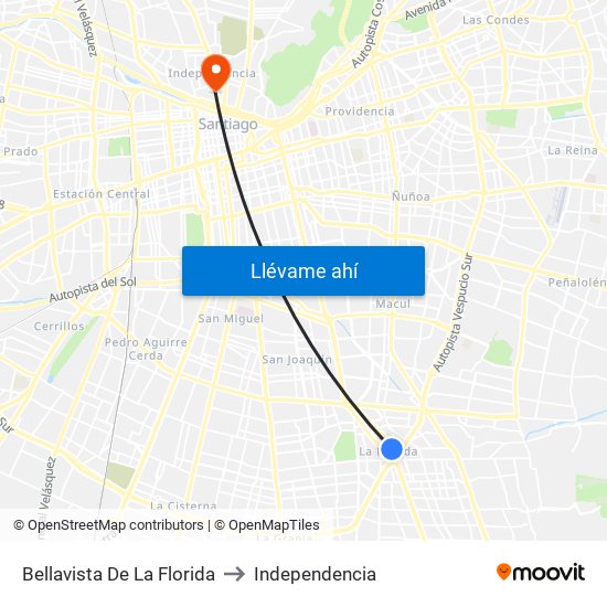 Bellavista De La Florida to Independencia map