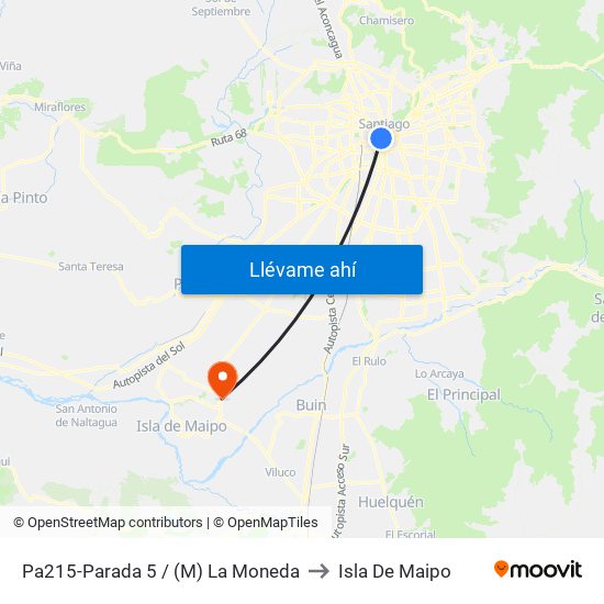 Pa215-Parada 5 / (M) La Moneda to Isla De Maipo map