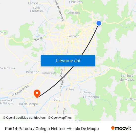 Pc614-Parada / Colegio Hebreo to Isla De Maipo map