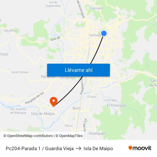 Pc204-Parada 1 / Guardia Vieja to Isla De Maipo map