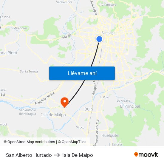 San Alberto Hurtado to Isla De Maipo map