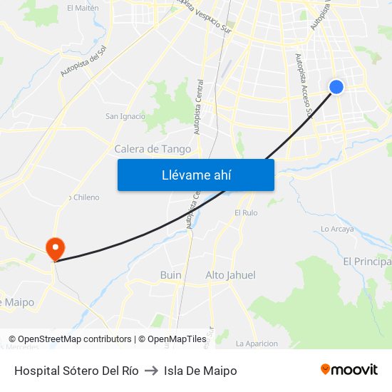 Hospital Sótero Del Río to Isla De Maipo map