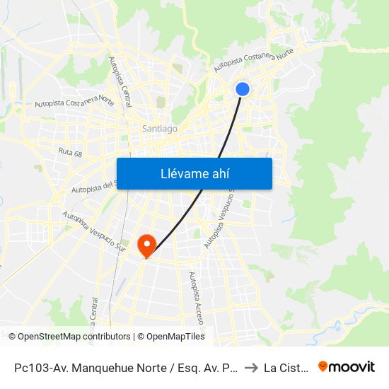 Pc103-Av. Manquehue Norte / Esq. Av. Pdte. Riesco to La Cisterna map