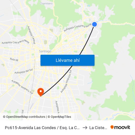 Pc615-Avenida Las Condes / Esq. La Cabaña to La Cisterna map