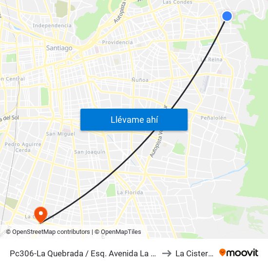 Pc306-La Quebrada / Esq. Avenida La Paz to La Cisterna map