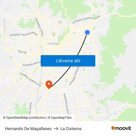 Hernando De Magallanes to La Cisterna map