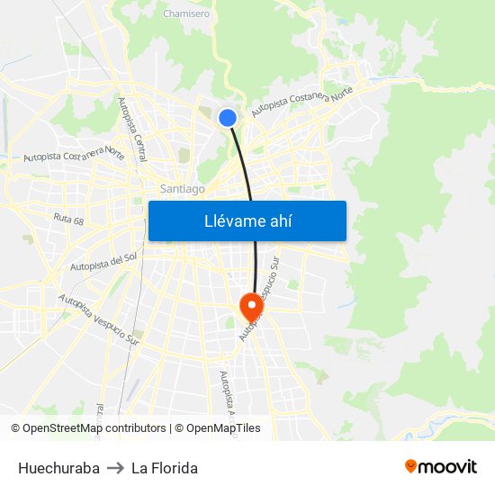 Huechuraba to La Florida map
