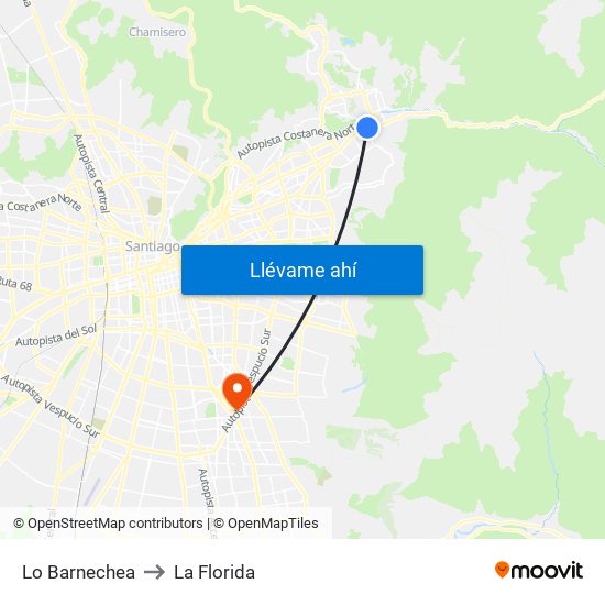 Lo Barnechea to La Florida map