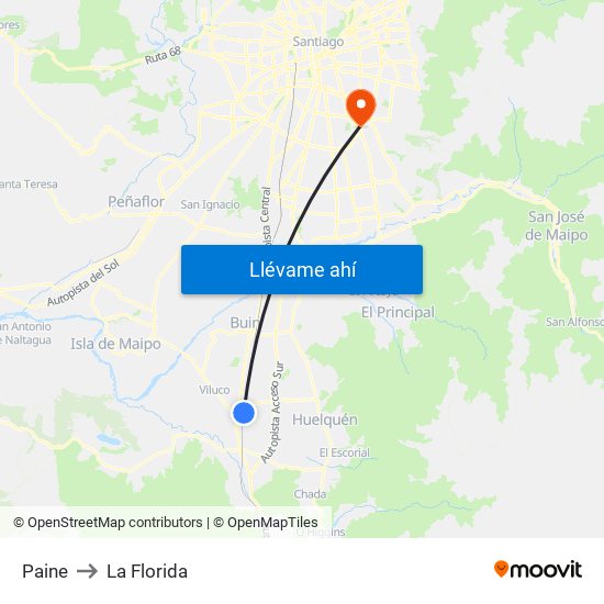 Paine to La Florida map