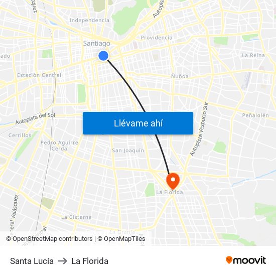 Santa Lucía to La Florida map