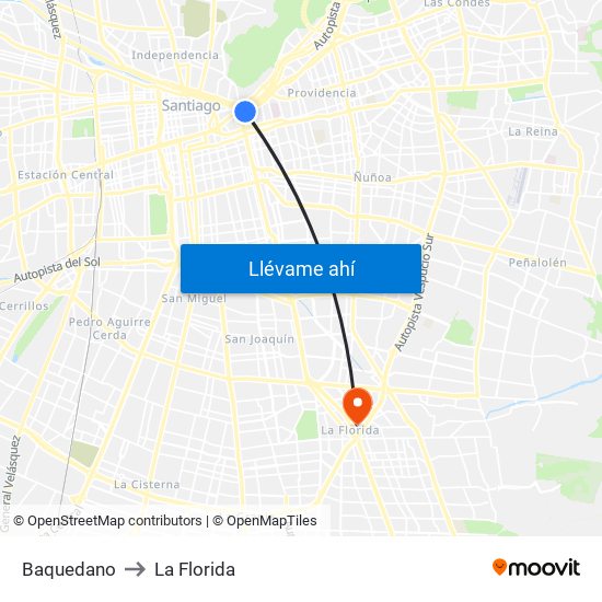 Baquedano to La Florida map