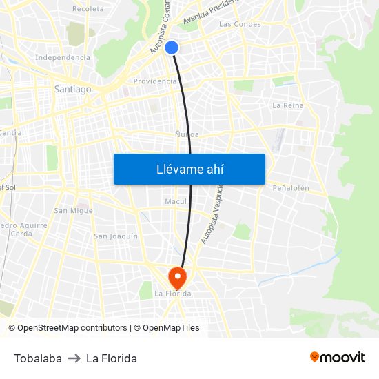Tobalaba to La Florida map