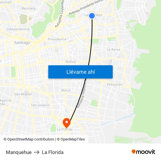 Manquehue to La Florida map