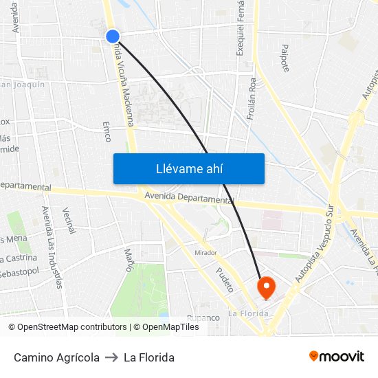 Camino Agrícola to La Florida map