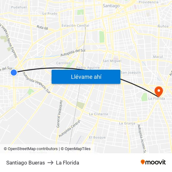 Santiago Bueras to La Florida map