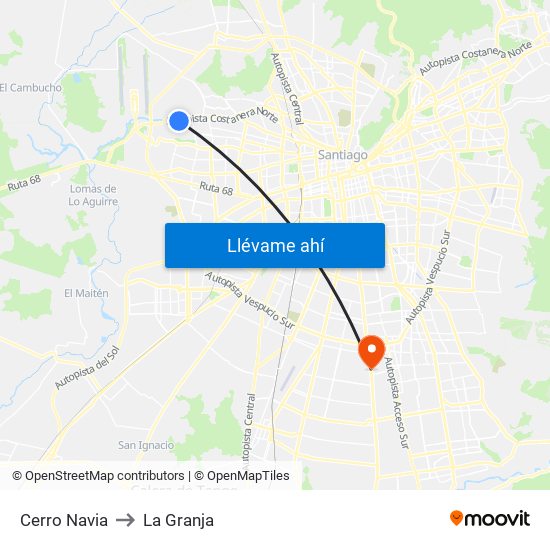 Cerro Navia to La Granja map